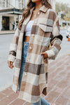 Explore More Collection - Plaid Button Up Dropped Shoulder Coat