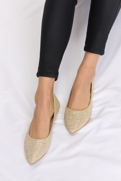 Explore More Collection - Forever Link Rhinestone Point Toe Flat Slip-Ons