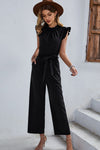 Explore More Collection - Butterfly Sleeve Tie Waist Jumpsuit