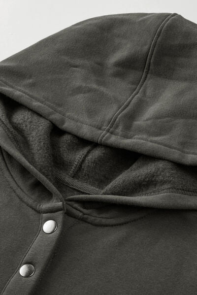 Explore More Collection - Quarter-Snap Dropped Shoulder Hoodie