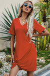 Explore More Collection - Twisted V-Neck Short Sleeve Dress