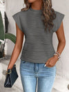 Explore More Collection - Mock Neck Cap Sleeve T-Shirt