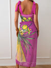 Explore More  Collection - Printed V-Neck Tie Shoulder Swimwear and Skirt Set