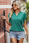 Explore More Collection - Ruffled Notched Cap Sleeve T-Shirt