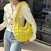 Explore More Collection - Quilted Pleated Plaid Shoulder Bag with Zipper