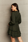 Explore More Collection - Leopard Smock Waist Long Sleeve Dress