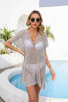 Explore More Collection - Openwork Slit V-Neck Cover Up