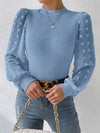 Explore More Collection - Swiss Dot Waffle-Knit Lantern Sleeve T-Shirt