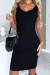 Explore More Collection - Ribbed Round Neck Top and Cami Dress Sweater Set