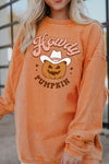 Explore More Collection - HOWDY Pumpkin Graphic Ribbed Sweatshirt