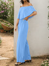 Explore More Collection - Off-Shoulder Wide Leg Jumpsuit