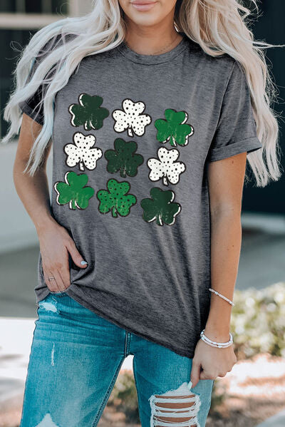 Explore More Collection - Lucky Clover Round Neck Short Sleeve T-Shirt