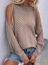 Explore More Collection - Cable-Knit Cold Shoulder Sweater