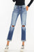 Explore More Collection - Kancan High Waist Distressed Hem Detail Cropped Straight Jeans