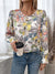 Explore More Collection - Printed Round Neck Flounce Sleeve Blouse