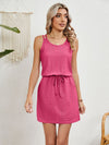 Explore More Collection - Eyelet Scoop Neck Sleeveless Dress