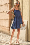 Explore More Collection - Spaghetti Strap Tiered Denim Dress