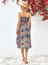 Explore More Collection - Printed Strapless Tie Belt Dress