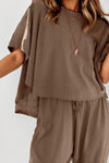 Explore More Collection - Round Neck Dropped Shoulder Top and Pants Set