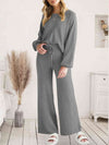 Explore More Collection - Long Sleeve Lounge Top and Drawstring Pants Set