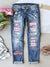 Explore More Collection - Distressed Printed Straight Jeans