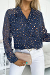 Explore More Collection - Leopard V-Neck Long Sleeve Shirt