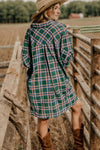 Explore More Collection - Plaid Button Up Collared Neck Shirt Dress