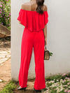 Explore More Collection - Off-Shoulder Wide Leg Jumpsuit