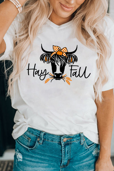 Explore More Collection - HAY FALL Bull Graphic Short Sleeve Tee