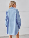 Explore More Collection - Raw Hem Button Up Denim Dress