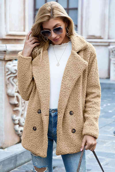 Explore More Collection - Full Size Lapel Collar Sherpa Coat