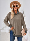 Explore More Collection - Contrast Mock Neck Long Sleeve T-Shirt