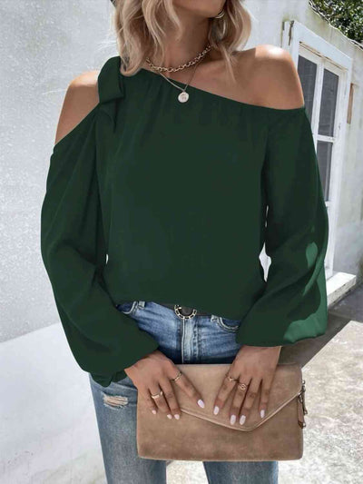 Explore More Collection - Cold-Shoulder Long Sleeve Blouse