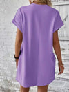 Explore More Collection - Pocketed Round Neck Short Sleeve Dress