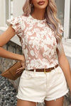 Explore More Collection - Printed Ruffled Cap Sleeve Blouse