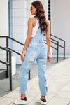 Explore More Collection - Distressed Denim Overalls with Pockets