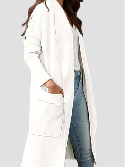 Explore More Collection - Open Front Dropped Shoulder Outerwear