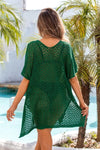 Explore More Collection - Openwork Slit Scoop Neck Cover Up