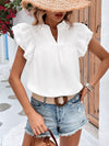 Explore More  Collection - Ruffled Notched Cap Sleeve Blouse