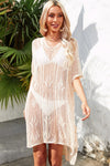 Explore More Collection - Double Take Openwork Lace Up Side Knit Cover Up