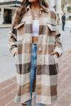 Explore More Collection - Plaid Button Up Dropped Shoulder Coat