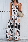 Explore More Collection - Printed Wide Strap Jumpsuit with Pockets