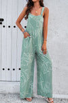 Explore More Collection - Printed Wide Strap Jumpsuit with Pockets