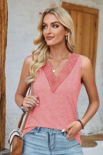 Explore More Collection - Lace Detail V-Neck Tank