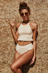 Explore More Collection - Frill Halter Neck Swim Top and Bottom Set