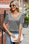 Explore More Collection - Round Neck Ruffle Trim Short Sleeve T-Shirt