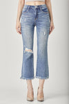 Explore More Collection - RISEN High Waist Distressed Cropped Bootcut Jeans