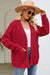 Explore More Collection - Open Front Raglan Sleeve Pocketed Cardigan