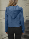 Explore More Collection - Zip-Up Raglan Sleeve Hoodie with Pocket