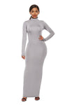 Explore More Collection - Mock Neck Long Sleeve Maxi Slim Dress